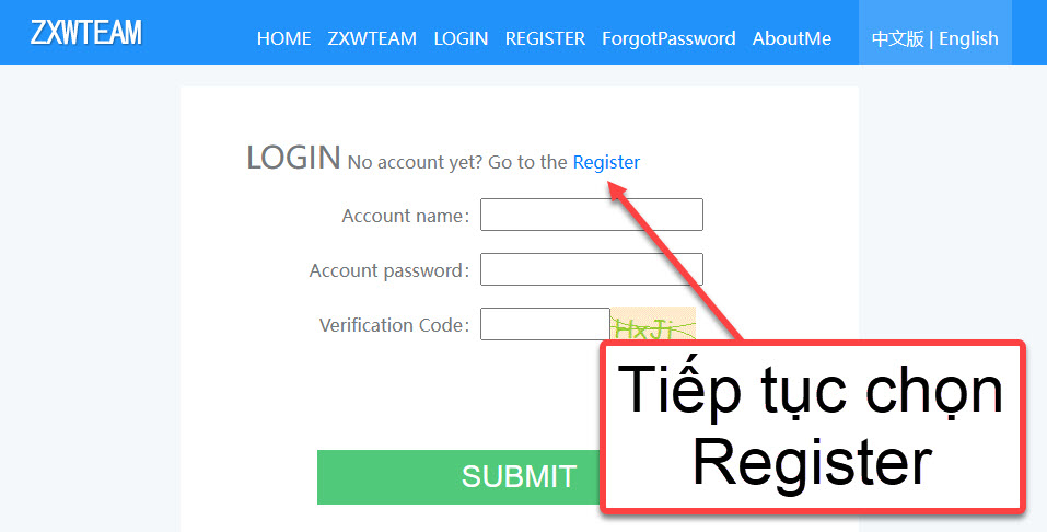 Chọn Register để tiếp tục đăng ký
